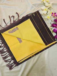 Yellow with Brown  Chinnalampattu Saree