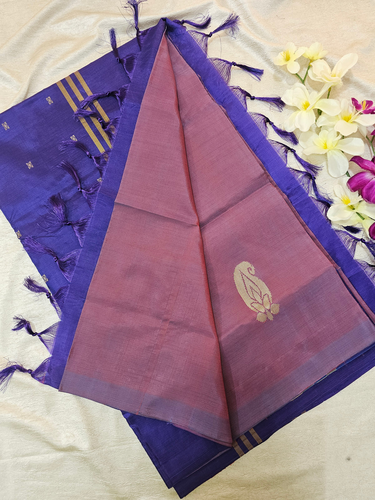 Dual Shade Marron with Violet Chinnalampattu Saree