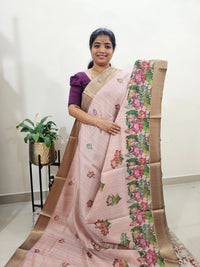 Soft Semi Tussar with Digital Printed Saree - Pink