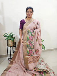 Soft Semi Tussar with Digital Printed Saree - Pink