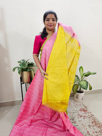 Bhagalpuri Silk Viscous - Yellow with Pink