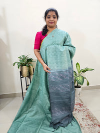 Bhagalpuri Silk Viscous - Sea Green with Grey