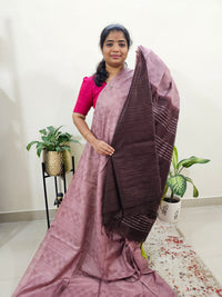 Bhagalpuri Silk Viscous - Onion Pink with Brown