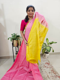 Bhagalpuri Silk Viscous - Pink with Yellow