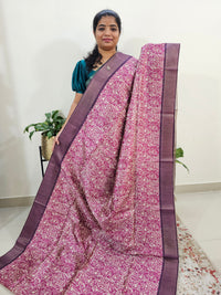 Semi Ghicha Floral Printed Saree -Magenta Pink