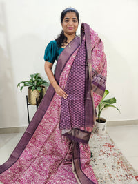 Semi Ghicha Floral Printed Saree -Magenta Pink