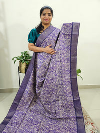 Semi Ghicha Floral Printed Saree - Purple