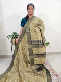 Semi Ghicha Floral Printed Saree - Green