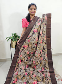 Desi Tussar - Beige with Brown