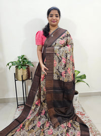 Desi Tussar - Beige with Brown