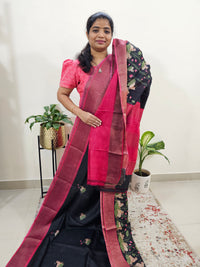 Desi Tussar - Black with Red