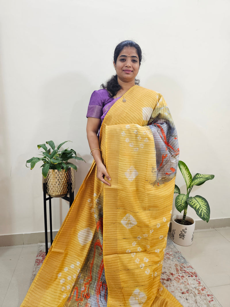 Bhagalpuri Silk Viscous with Digital Prints  - Yellow