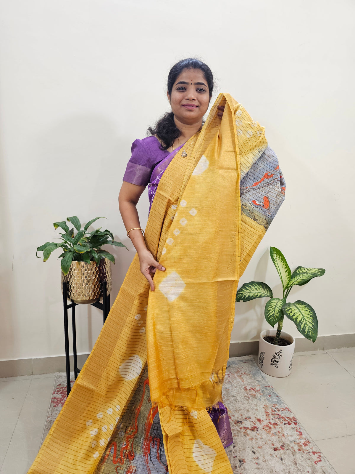 Bhagalpuri Silk Viscous with Digital Prints  - Yellow