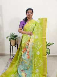 Bhagalpuri Silk Viscous with Digital Prints  - Green