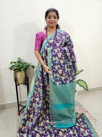 Tussar by Cotton Kalamkari- Violet with Sea Green