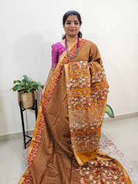 Tussar by Cotton Kalamkari- Mustard Yellow