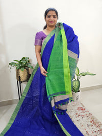 Ghicha Sequence Weaving Saree - Blue with Green