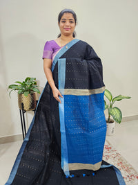 Ghicha Sequence Weaving Saree - Black with Blue