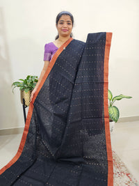 Ghicha Sequence Weaving Saree - Black with Marron