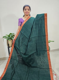 Ghicha Sequence Weaving Saree - Green with Maroon