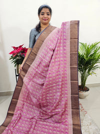 Onion Pink with Purple Tussar Silk Saree with Zari Border