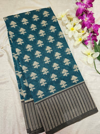 Premium Super Net Kota Saree -Peacock Green