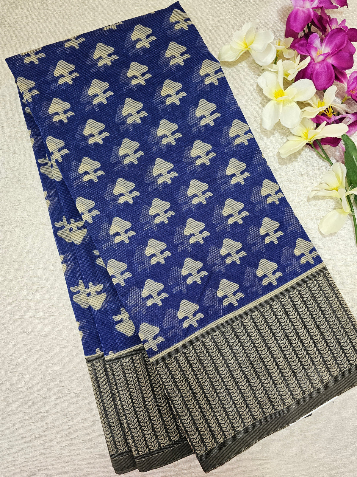 Premium Super Net Kota Saree - Blue