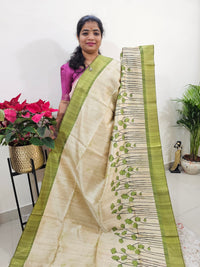 Semi Ghicha Floral Printed Saree - Green