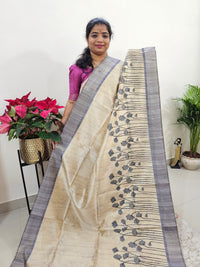 Semi Ghicha Floral Printed Saree - Grey