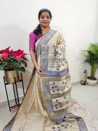 Semi Ghicha Floral Printed Saree - Grey