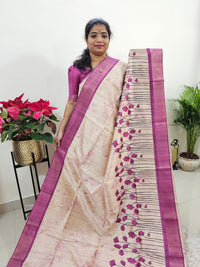 Semi Ghicha Floral Printed Saree - Purple