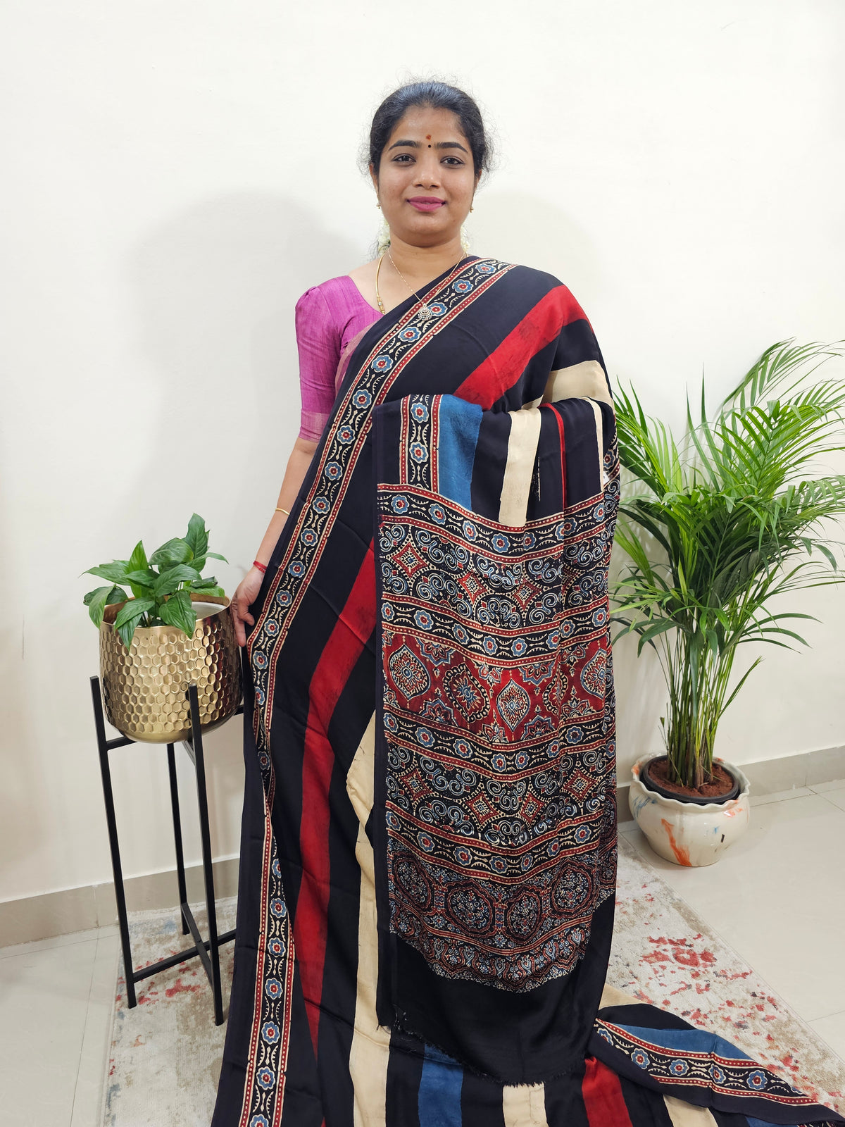 Modal Silk Saree - Multi Stripes