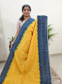 Semi Ghicha Digital Printed Saree - Yellow with Grey