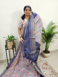 Semi Tussar with Digital Printed Saree - Violet