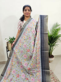 Semi Tussar with Digital Printed Saree - Grey