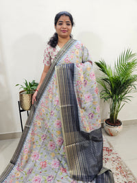 Semi Tussar with Digital Printed Saree - Grey