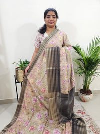 Semi Tussar with Digital Printed Saree - Beige