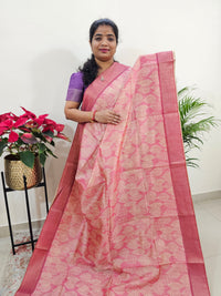 Semi Ghicha with Floral Pattern Saree -Pink