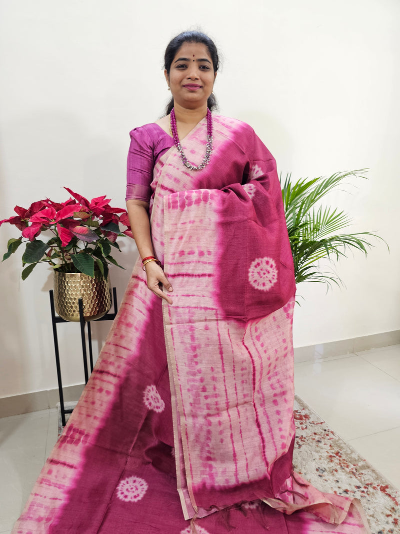 Semi Ghicha Digital Printed Saree - Magenta Pink