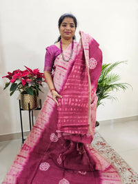 Semi Ghicha Digital Printed Saree - Magenta Pink