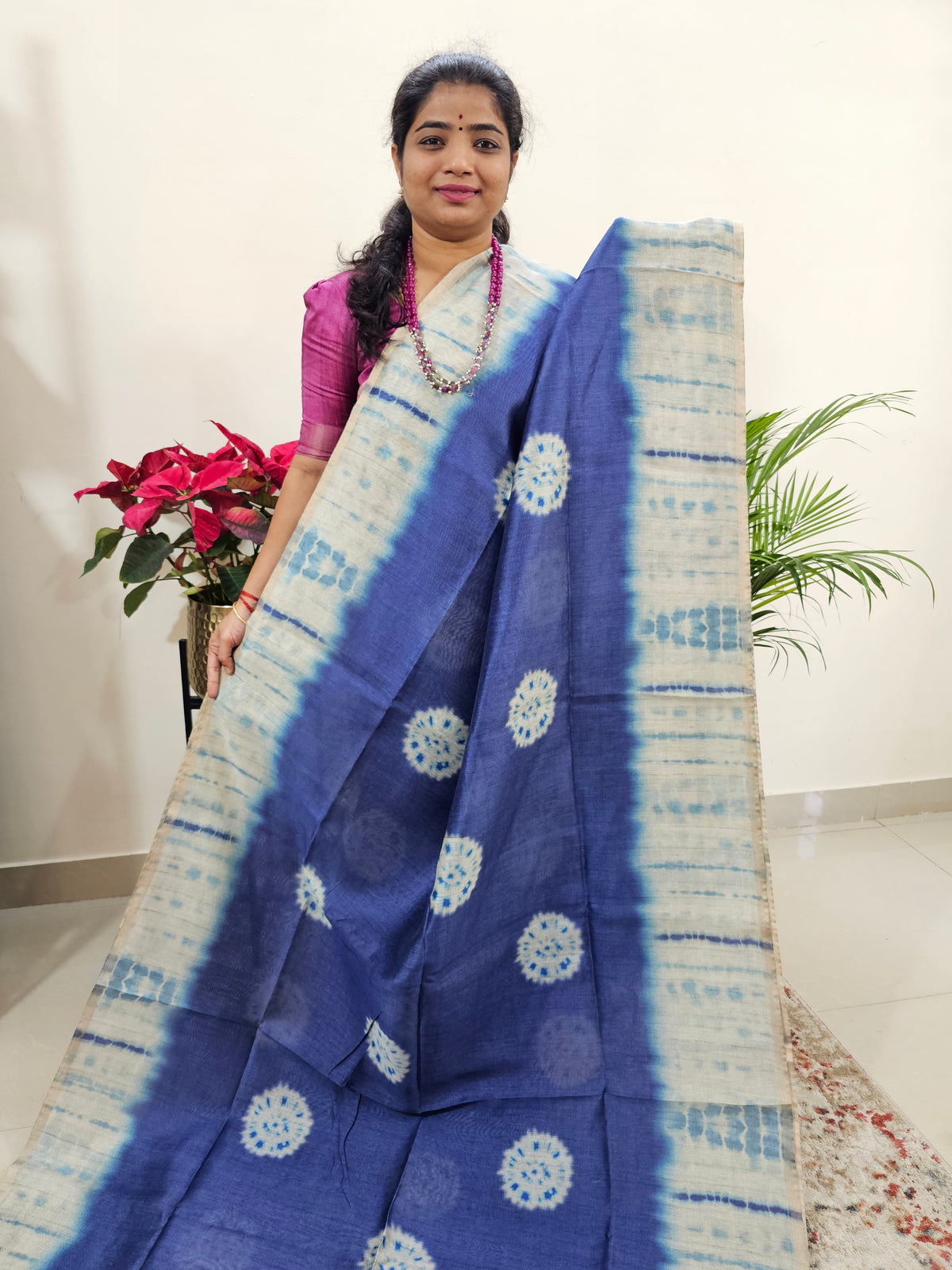 Semi Ghicha Digital Printed Saree - Blue