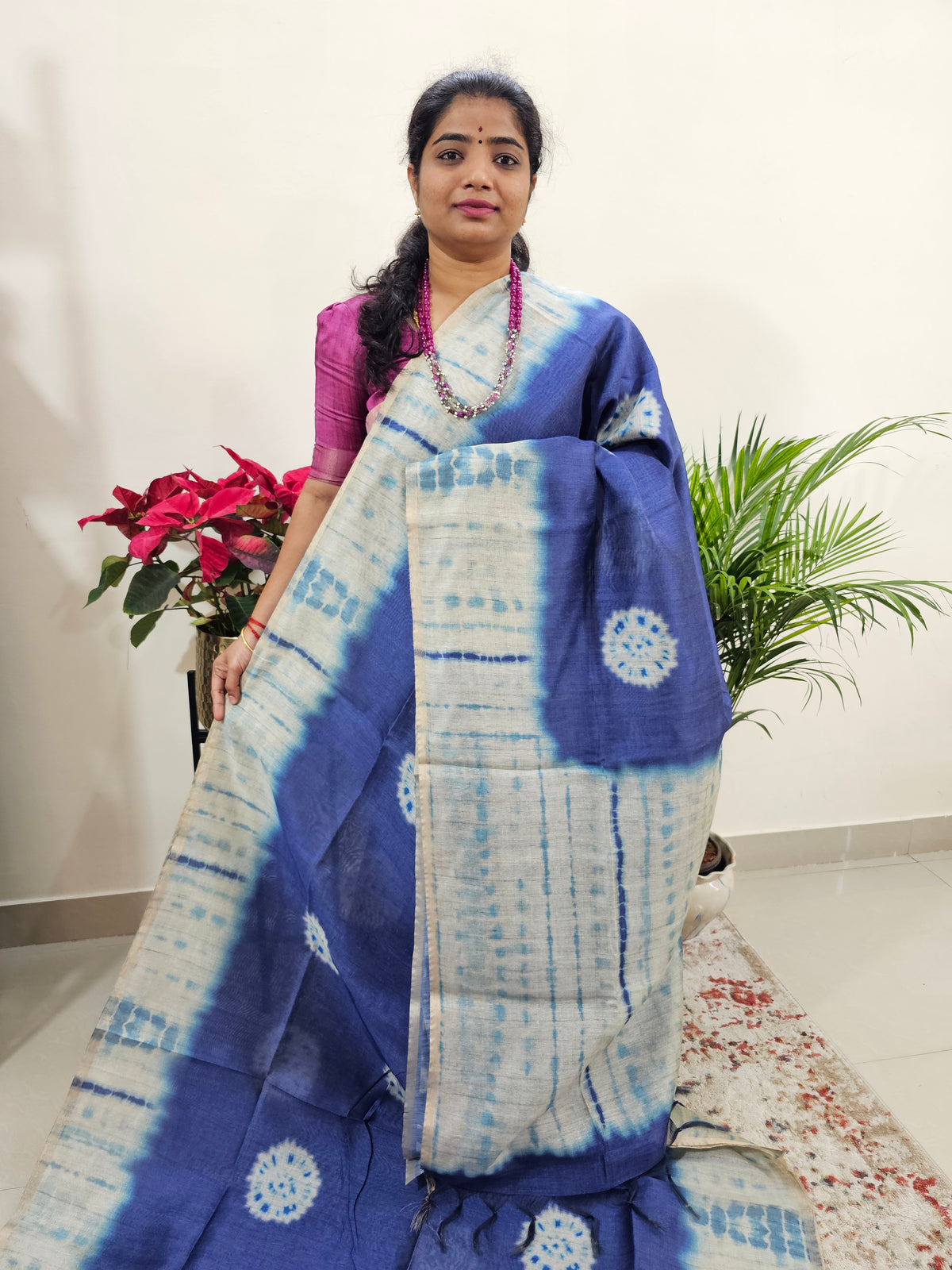 Semi Ghicha Digital Printed Saree - Blue