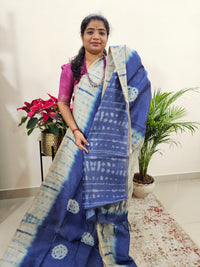 Semi Ghicha Digital Printed Saree - Blue