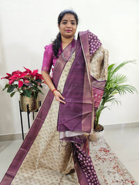 Semi Ghicha Floral Printed Saree - Purple