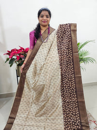 Semi Ghicha Floral Printed Saree - Brown