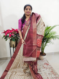 Semi Ghicha Floral Printed Saree - Maroon