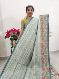 Semi Tussar with Striped Zari Weaving Saree - Blue