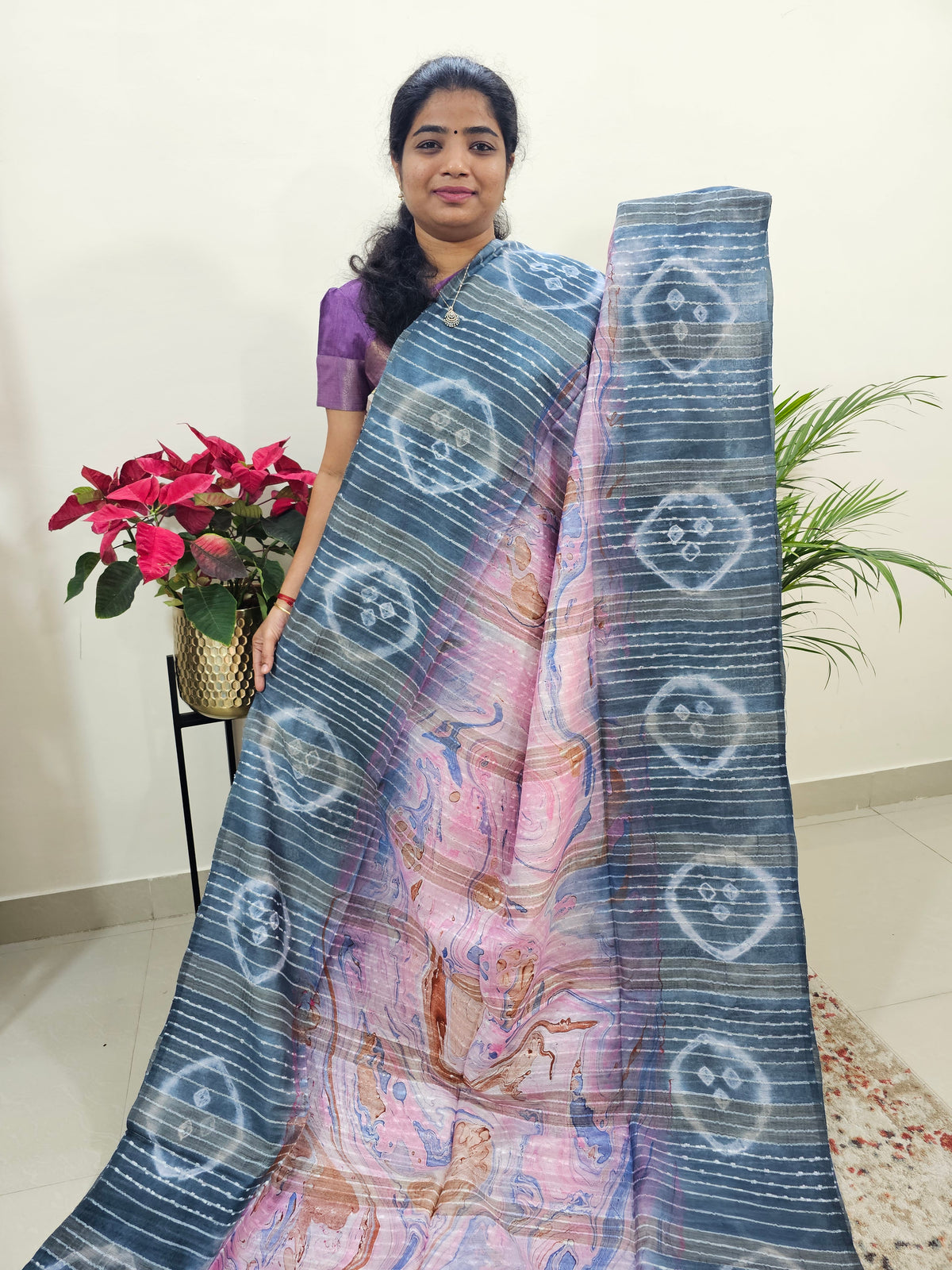 Bhagalpuri Silk Viscous with Digital Prints  - Grey