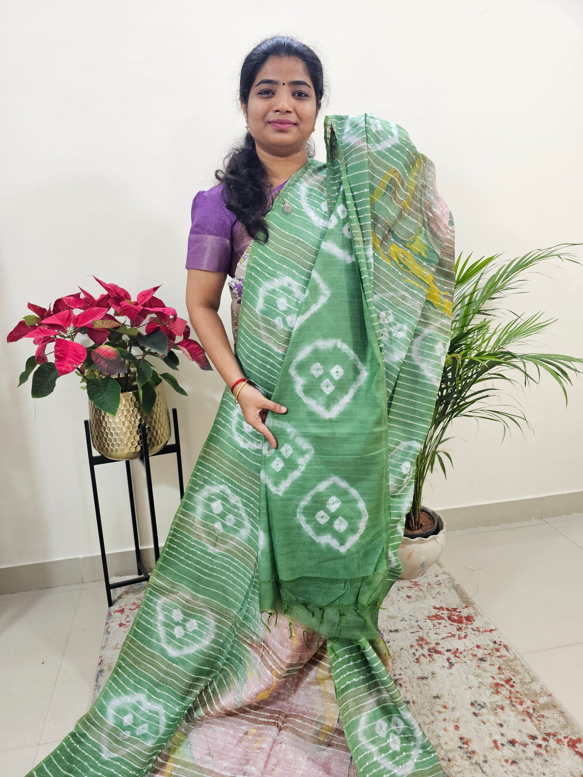 Bhagalpuri Silk Viscous with Digital Prints  -Green