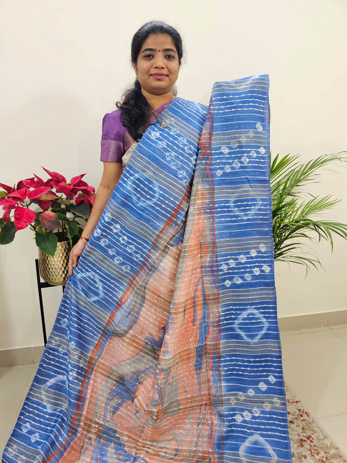 Bhagalpuri Silk Viscous with Digital Prints  - Blue